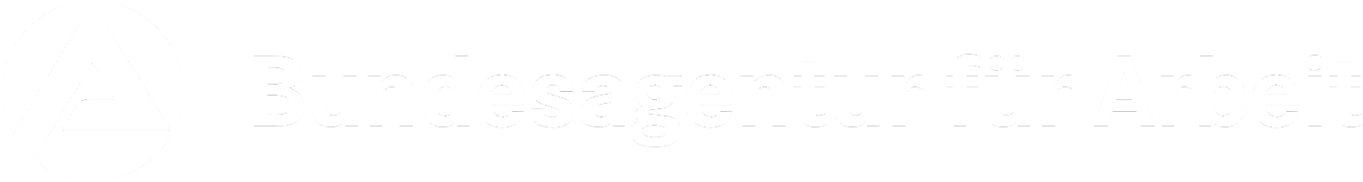 Logo der Bundesagentur für Arbeit in Weiß auf transparentem Hintergrund