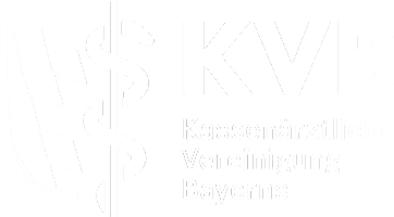 Weißes Logo der Kassenzahnärztlichen Vereinigung Bayern auf transparentem Hintergrund